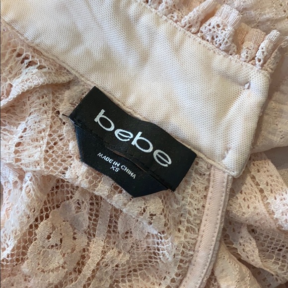 BeBe High Neck Keyhole Long Sleeve Lace Top - Picture 9 of 10